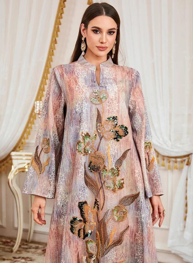 Take Two Women Texture Fabric Sequin Patch Detail Jalabiya